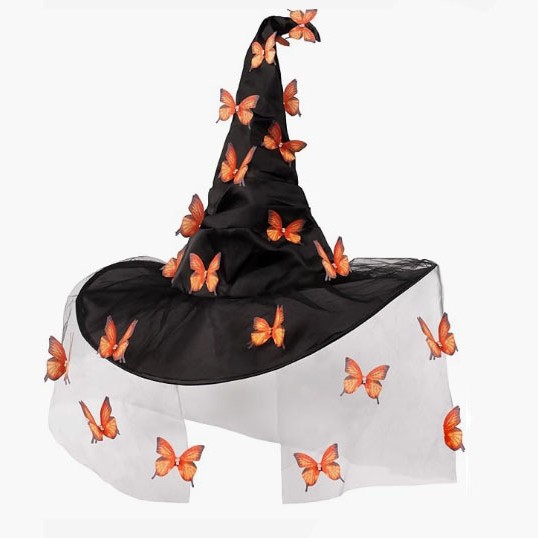 Halloween Witch Hat Decorative Costume Accessory with Butterfly Design